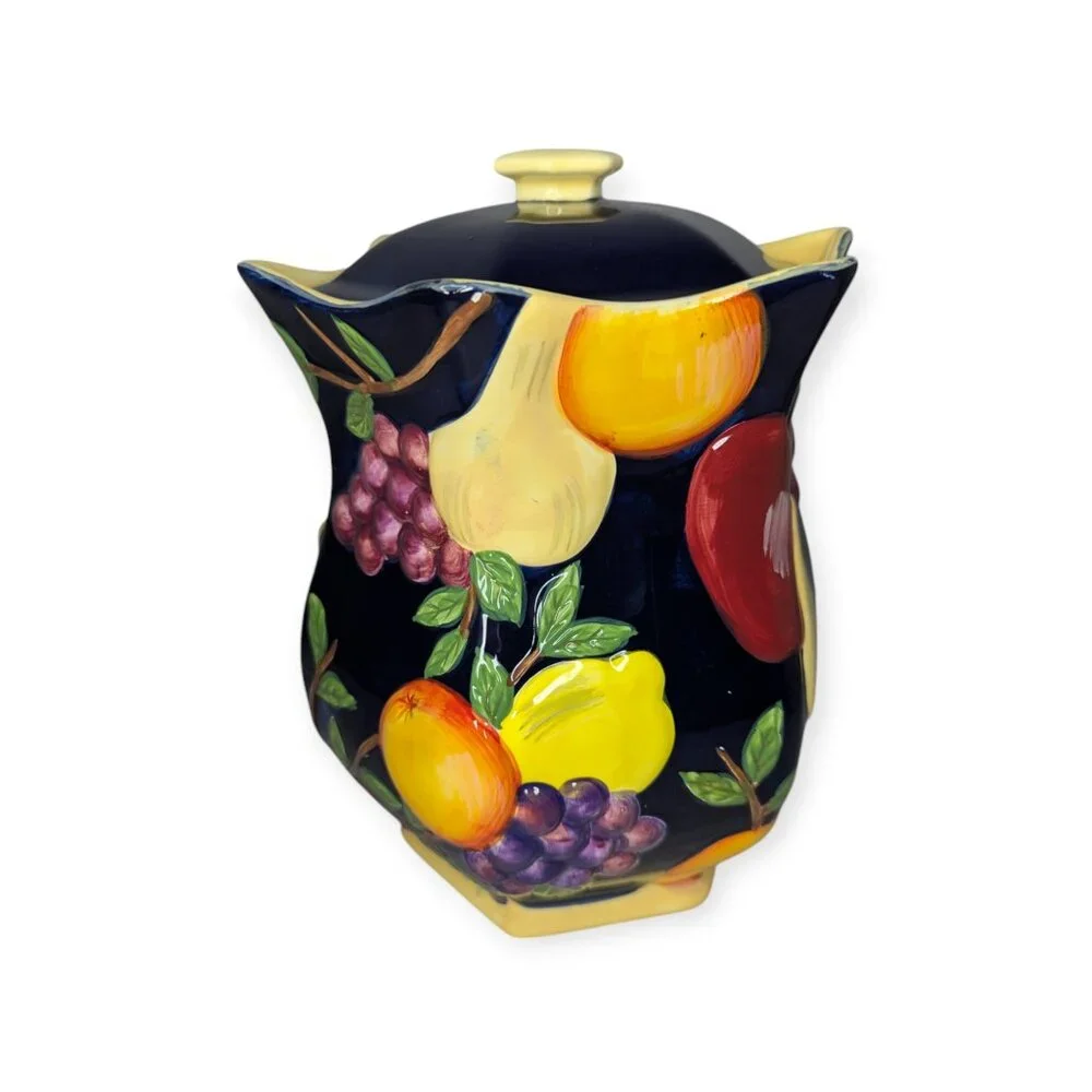 Nonni's Biscotti Hand Painted Ceramic Jar w/Sealed Fitted Lid 11